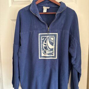 Vintage Coldwater Creek Quarter Zip Pullover Sailboat Stamp
